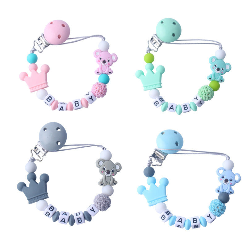 Baby Products Silicone Pacifier Chain Koala Cartoon Silicone Toy Teeth Molar Chain Customized Letters Baby Products Silicone Pacifier Chain Koala Cartoon Silicone Toy Teeth Molar Chain Customized Letters